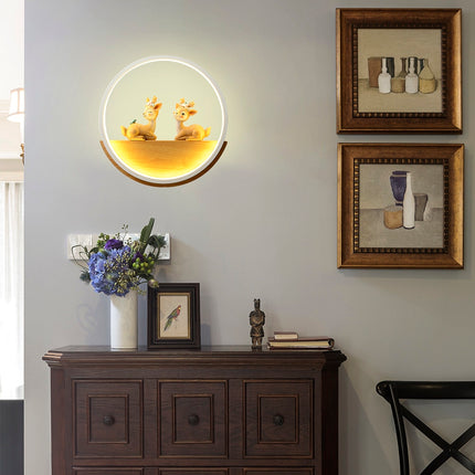 Dřevěné nástěnné noční světlo s jeleny