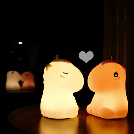 Barevná silikonová lampička jednorožec USB dobíjecí