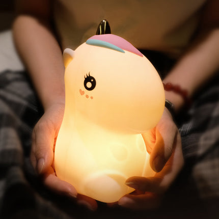 Barevná silikonová lampička jednorožec USB dobíjecí