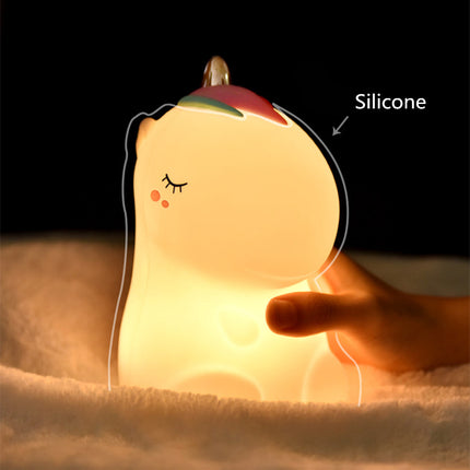 Barevná silikonová lampička jednorožec USB dobíjecí