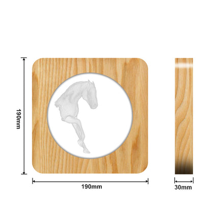 Dřevěná stolní 3D lampa kůň