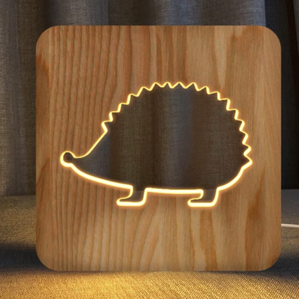 Designová dřevěná lampička ježek