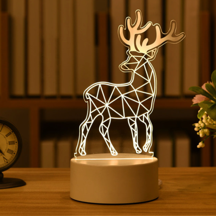 3D iluzivní lampa ve tvaru jelena