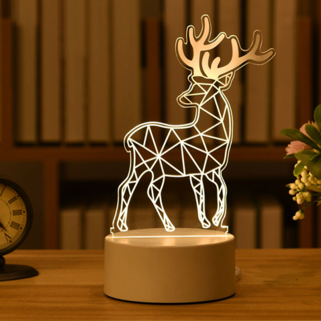 3D iluzivní lampa ve tvaru jelena