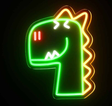 Zelená neonová LED lampa dinosaurus