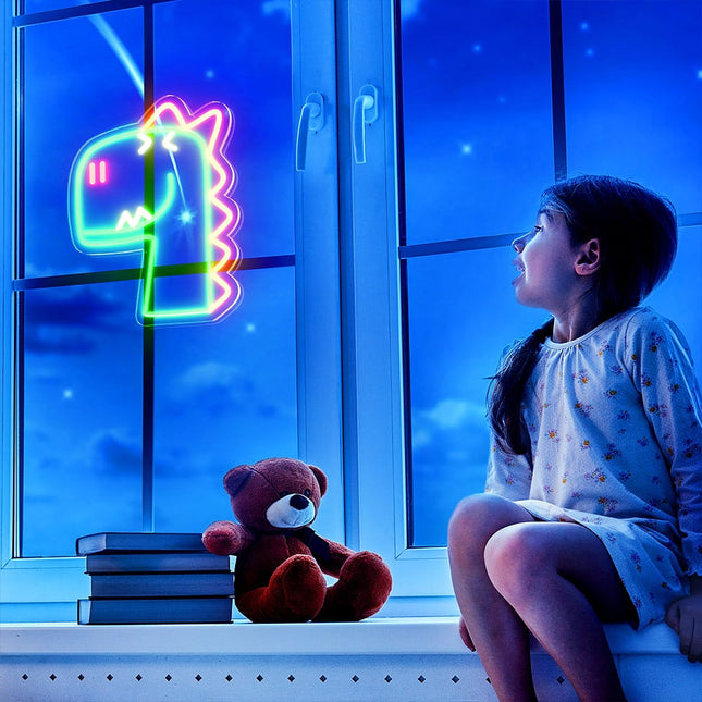 Zelená neonová LED lampa dinosaurus