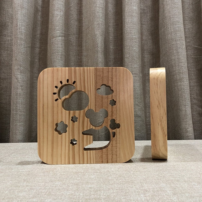 Dřevěná 3D lampička pro děti koala