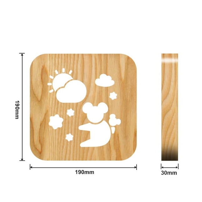 Dřevěná 3D lampička pro děti koala