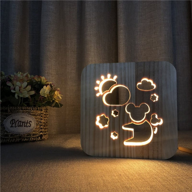 Dřevěná 3D lampička pro děti koala