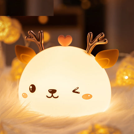 Silikonová dotyková lampička jelen pro děti