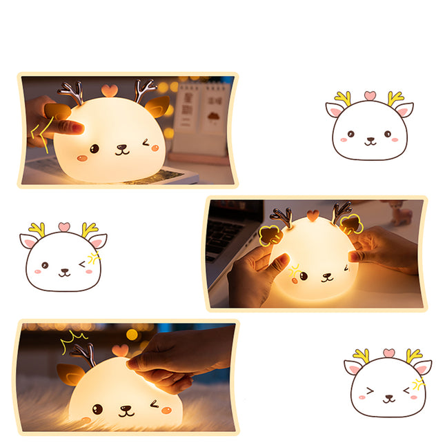 Silikonová dotyková lampička jelen pro děti