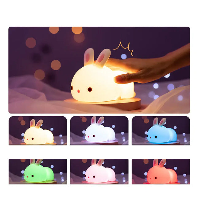 Silikonové noční světlo zajíček s ovladačem