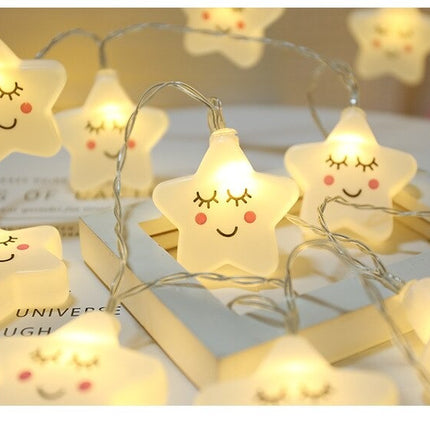 Bílý LED světelný řetěz hvězdičky