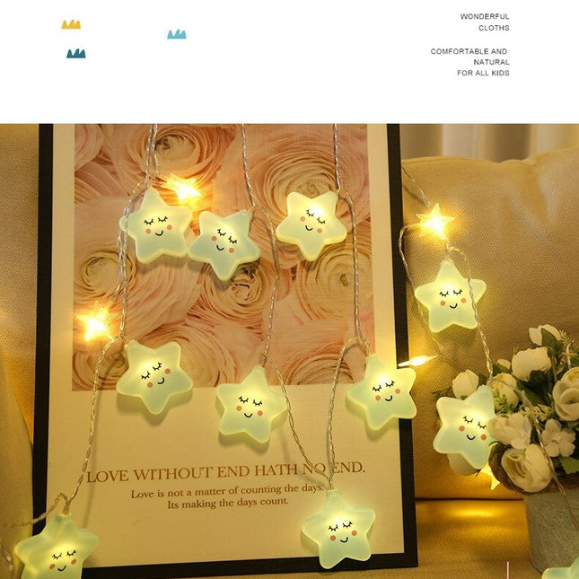 Modrý LED světelný řetěz hvězdy