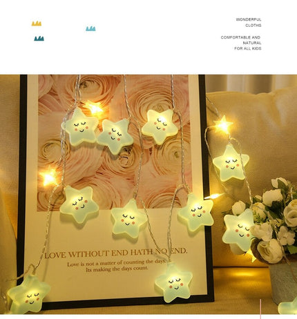 Modrý LED světelný řetěz hvězdy