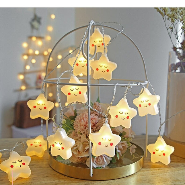 Bílý LED světelný řetěz hvězdičky