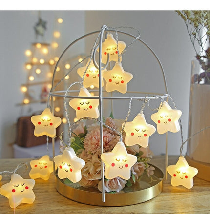 Bílý LED světelný řetěz hvězdičky