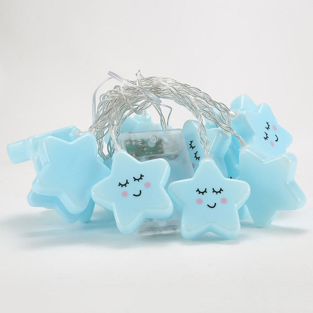 Modrý LED světelný řetěz hvězdy