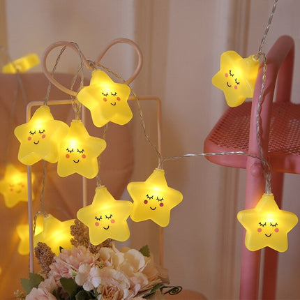 Žlutý LED světelný řetěz hvězdy