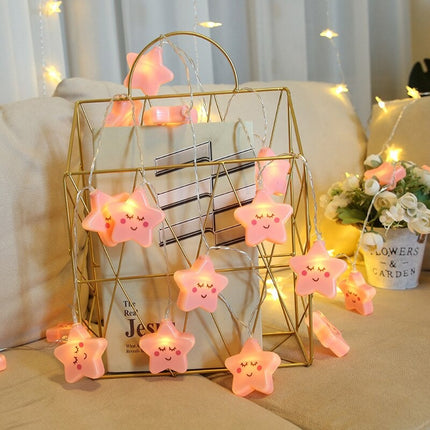 Růžový světelný řetěz dětské hvězdy