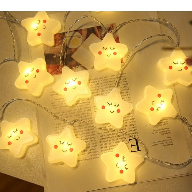 Bílý LED světelný řetěz hvězdičky