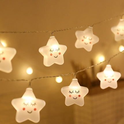 Bílý LED světelný řetěz hvězdičky