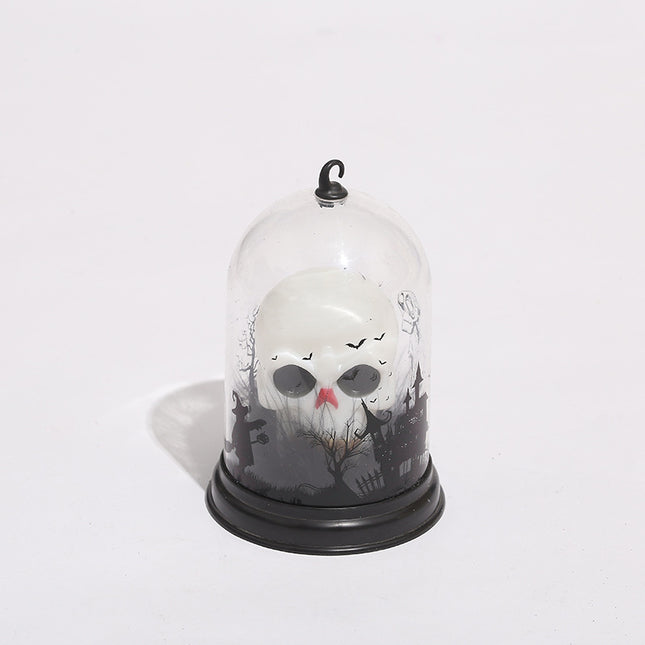 Noční světlo lebka ve skleněném zvonu