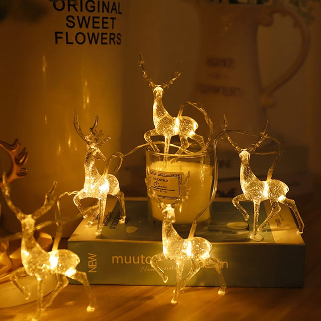 LED světelný řetěz s jeleny dekorace