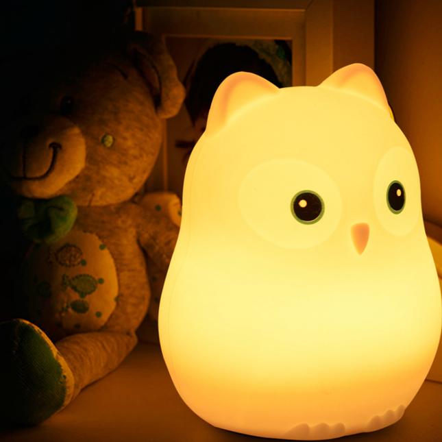 Silikonová lampička sova s ovladačem