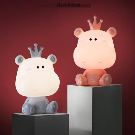 Dětská dotyková noční lampička hroch