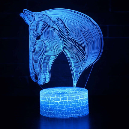 3D iluzivní lampa ve tvaru hlavy koně