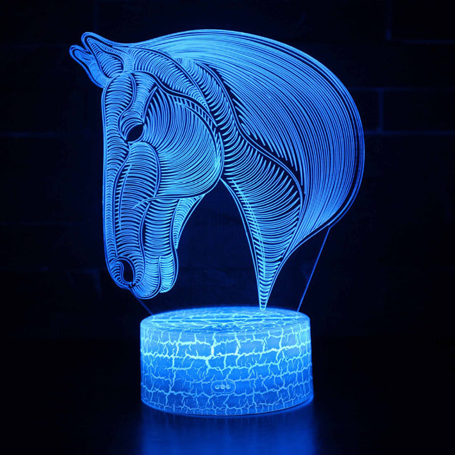 3D iluzivní lampa ve tvaru hlavy koně
