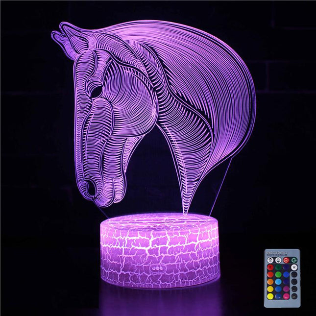 3D iluzivní lampa ve tvaru hlavy koně