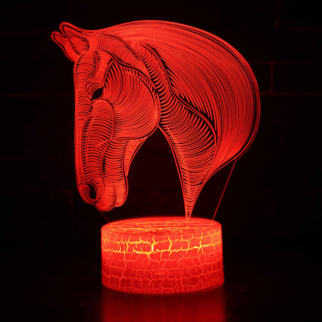 3D iluzivní lampa ve tvaru hlavy koně