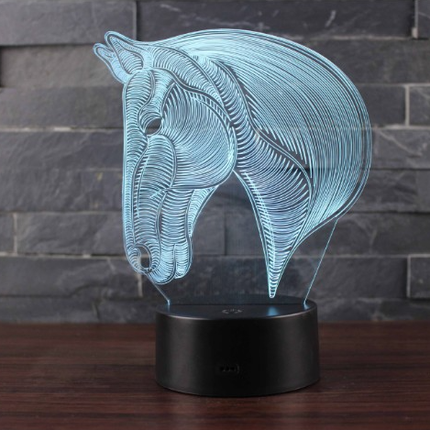 3D iluzivní lampa ve tvaru hlavy koně