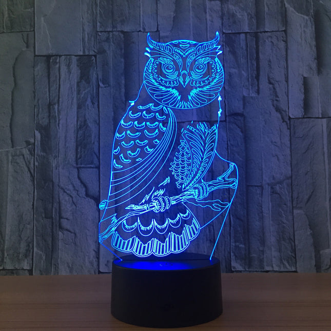 LED 3D iluzivní lampa sova