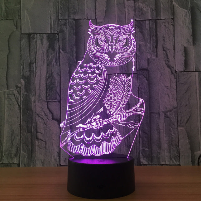 LED 3D iluzivní lampa sova