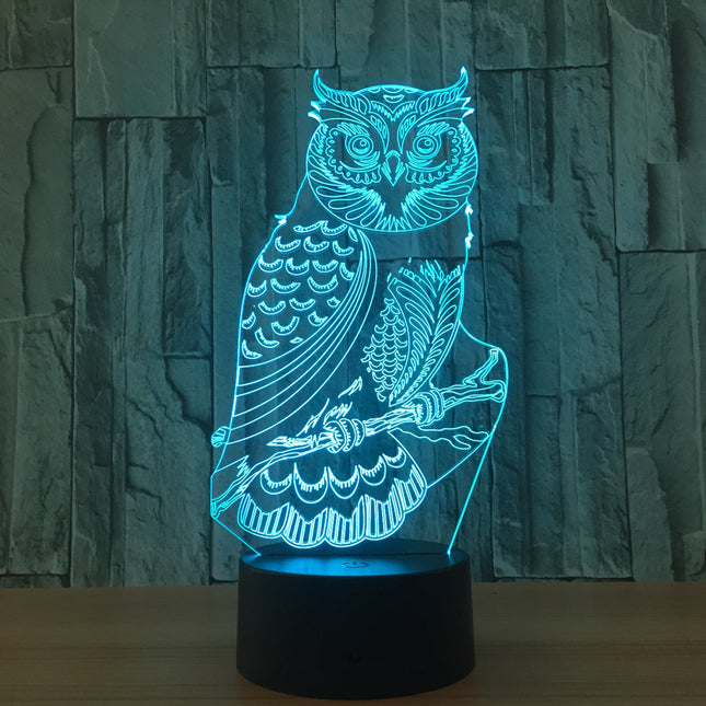 LED 3D iluzivní lampa sova