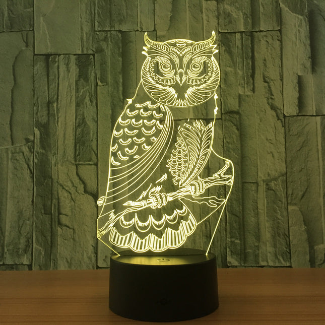 LED 3D iluzivní lampa sova