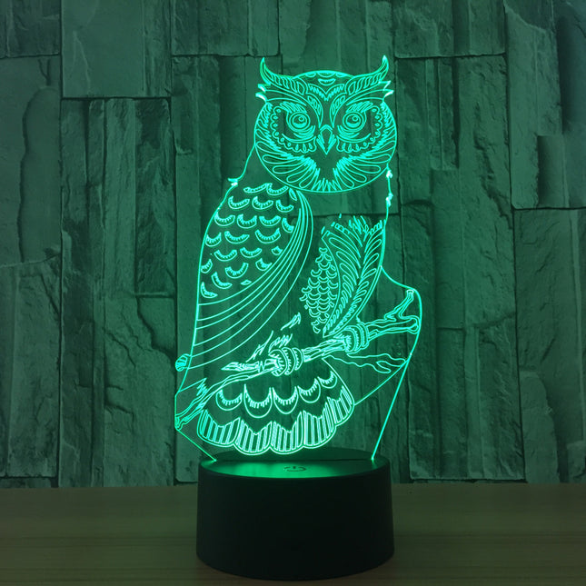 LED 3D iluzivní lampa sova