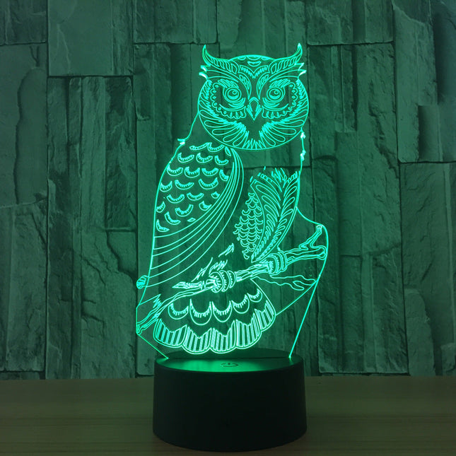 LED 3D iluzivní lampa sova