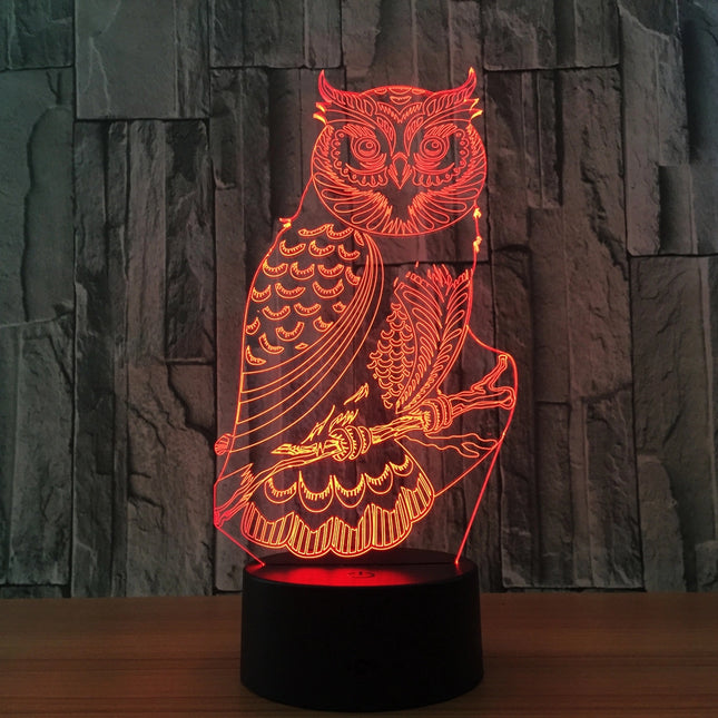 LED 3D iluzivní lampa sova
