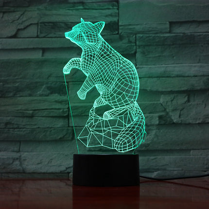 3D noční světlo liška s iluzí