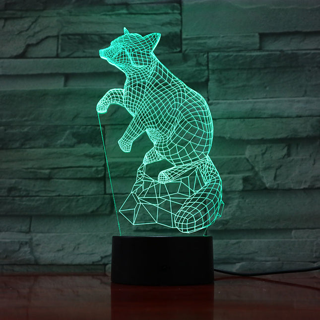 3D noční světlo liška s iluzí