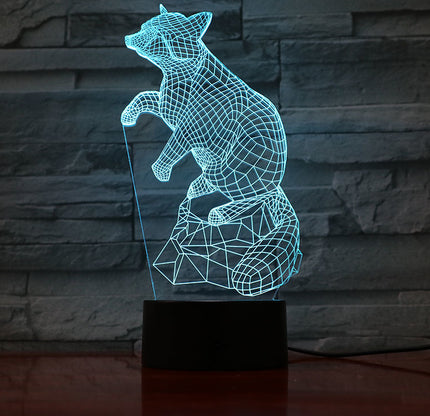 3D noční světlo liška s iluzí