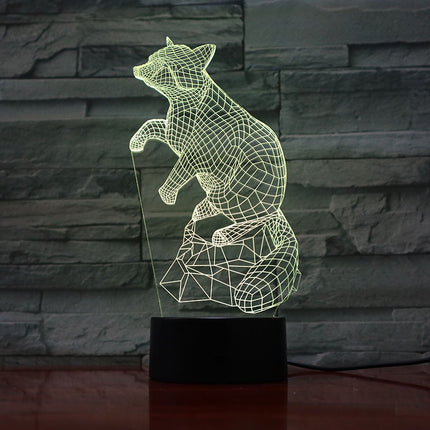 3D noční světlo liška s iluzí