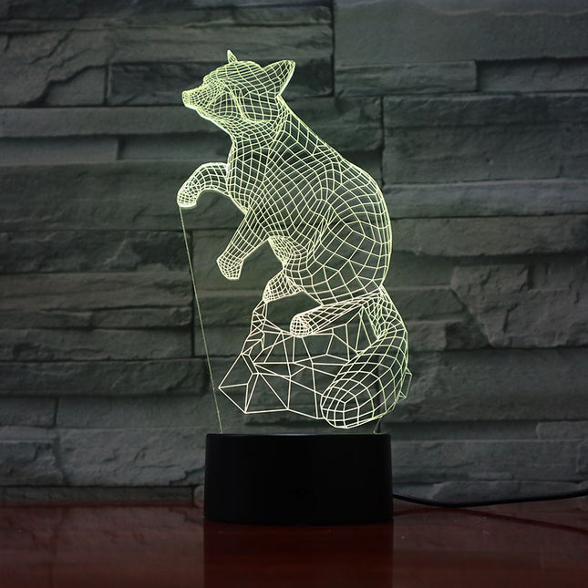 3D noční světlo liška s iluzí