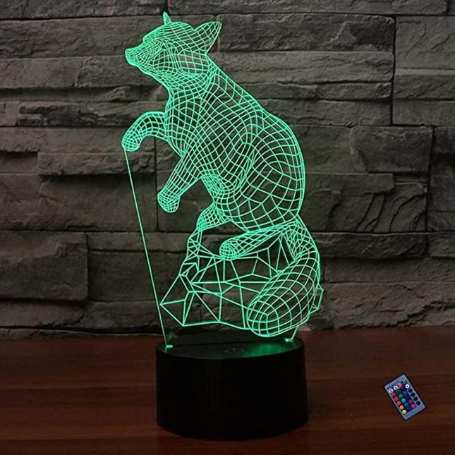 3D noční světlo liška s iluzí