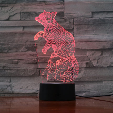 3D noční světlo liška s iluzí
