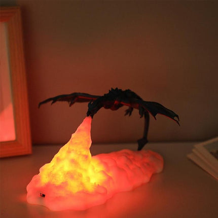 3D tištěná lampa drak chrlící oheň